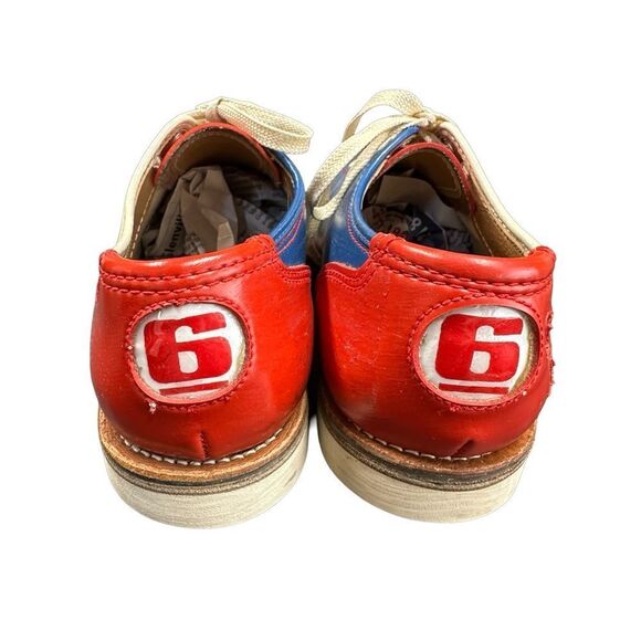 BOB WOLF Vintage Bowling Shoes Red Blue Tan Size 6.5-7 - Picture 4 of 14